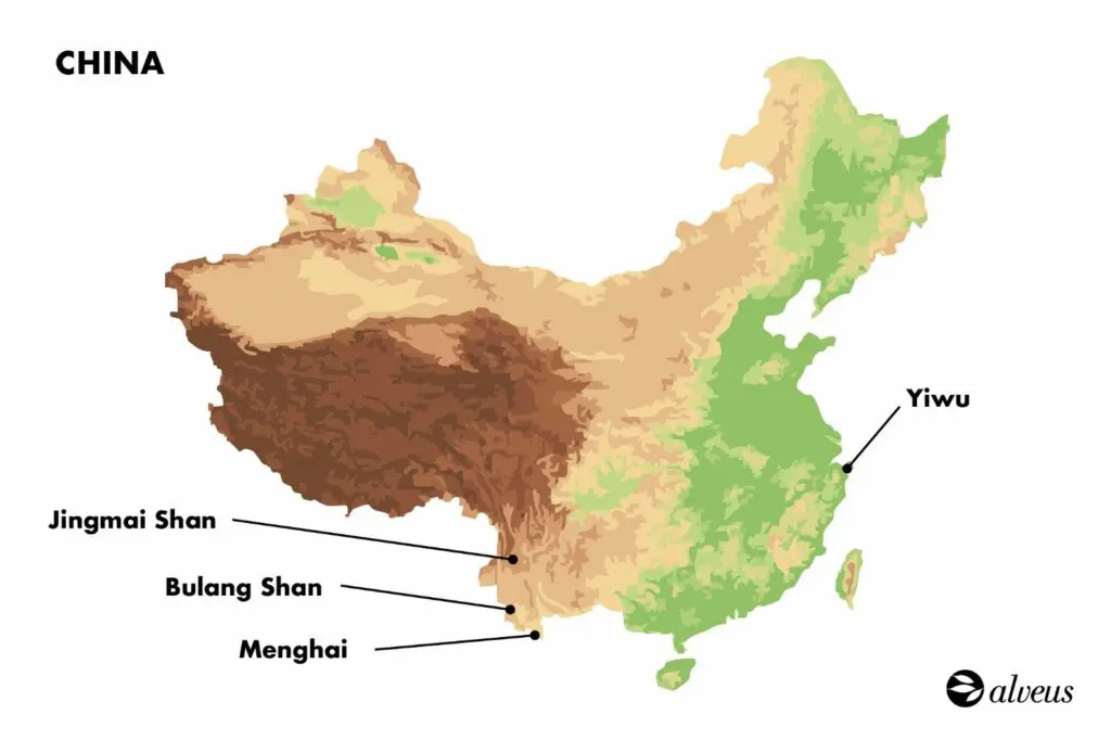 Map of Pu Erh production areas