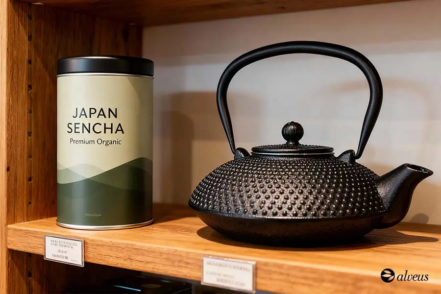 cast-iron teapot with Japanese tea