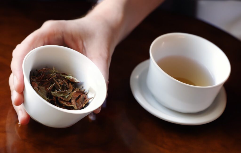 examining the infused leaves