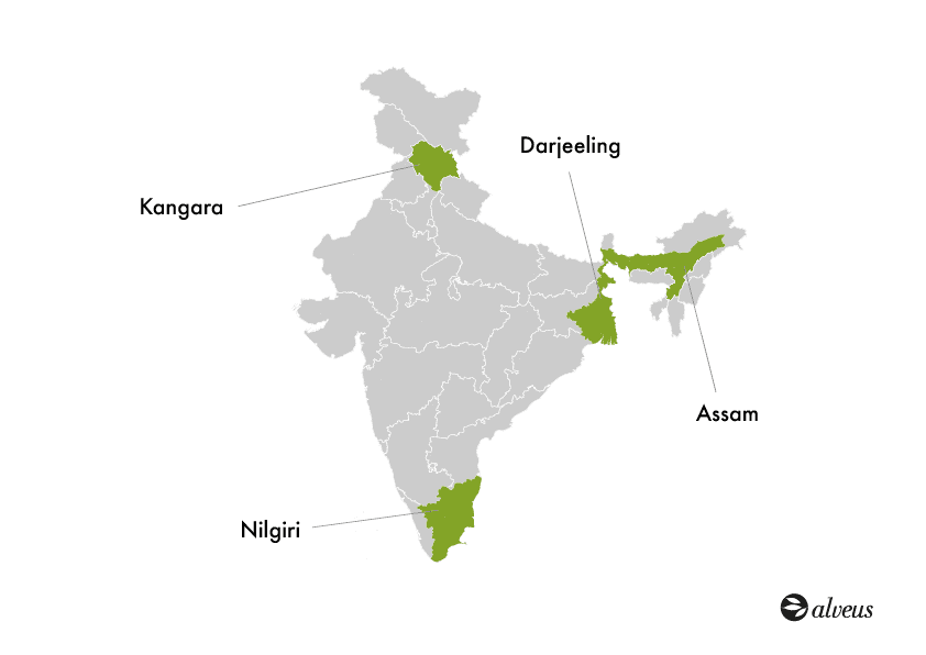 Teeanbaugebiete in Indien