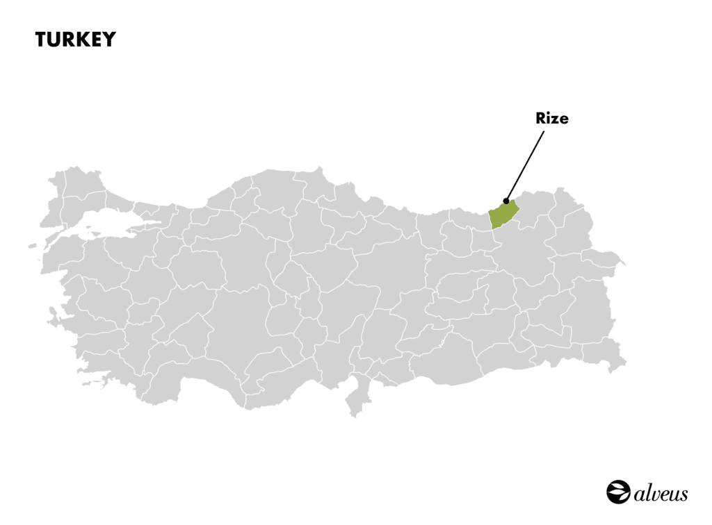 Carte de Rize en Turquie