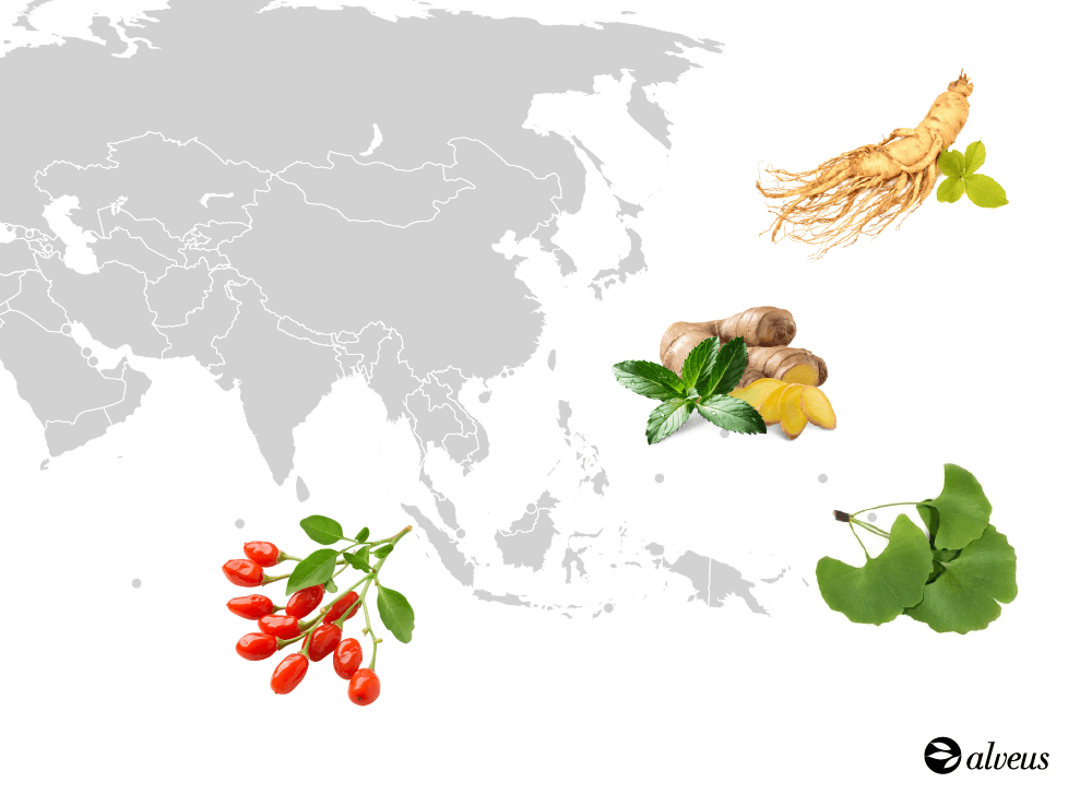 medicinal plants Asia map
