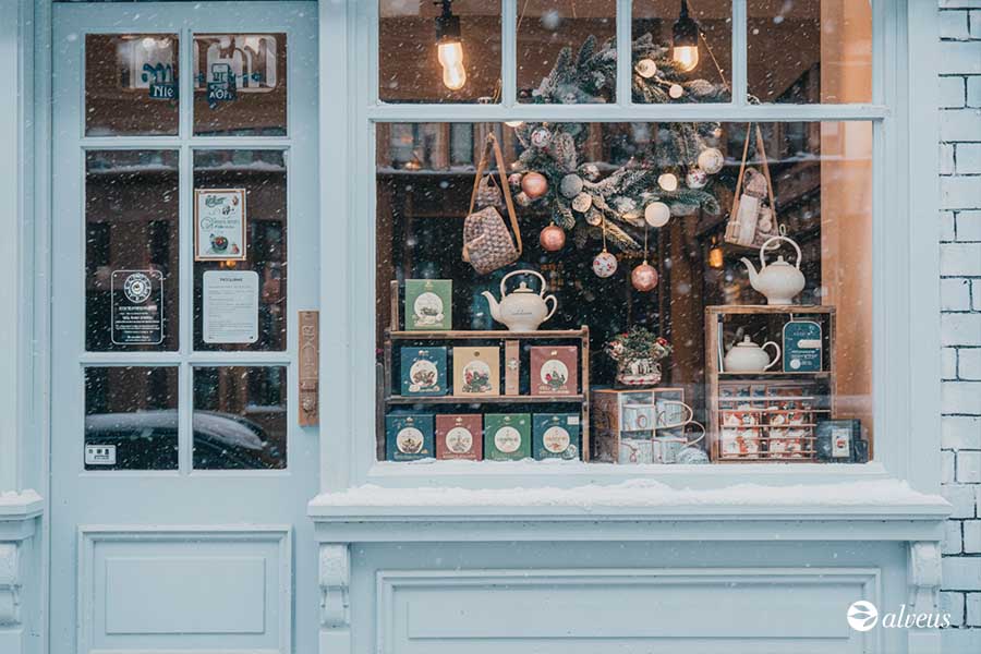 décoration vitrine boutique thé